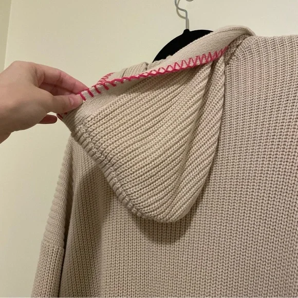 NWT Kerri Rosenthal Long Open Front Cream Cardigan Smiley Face XL - Picture 7 of 15